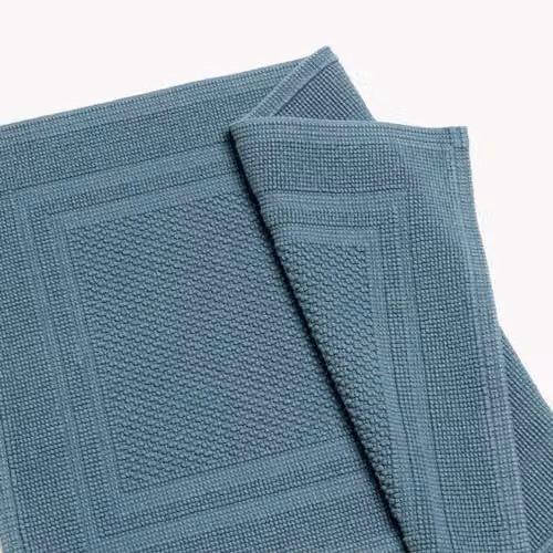 Christy Fina Luxury Heavyweight Woven Cotton Bath Mat, Blue, W/D: 80 x 50 cm – 2