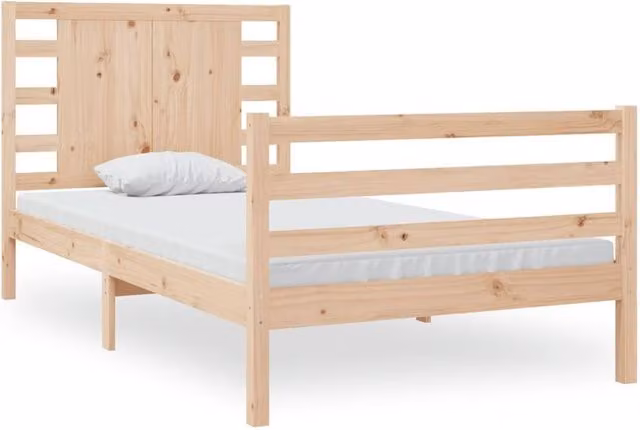 Berkfield Home Solid Wood Pine Bed Frame in Beige, W/D/H: 90 x 200 cm – 1