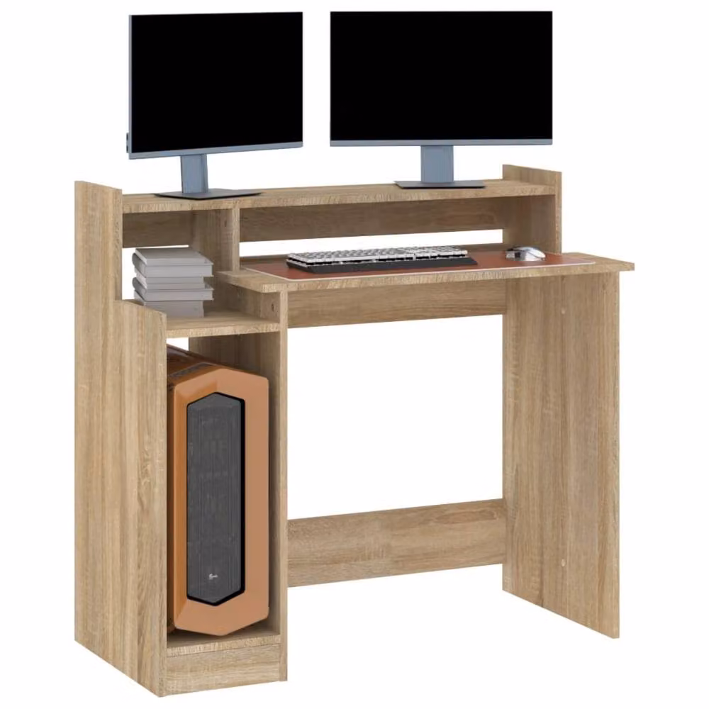 Berkfield Home Modern Computer Desk in Brown Sonoma Oak, W/D/H: 97 x 45 x 90 cm – 3
