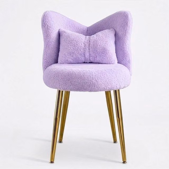 KORVIXA Modern Vanity Makeup Stool with Cushion in Purple, W/D: 100 x 100 cm