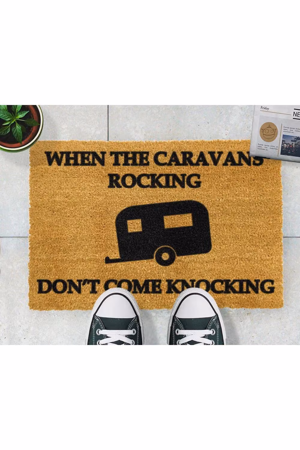 Artsy Mats If the Caravan is Rocking Don't Come Knocking Doormat in Black and Brown, W/D: 60 x 40 cm – 3