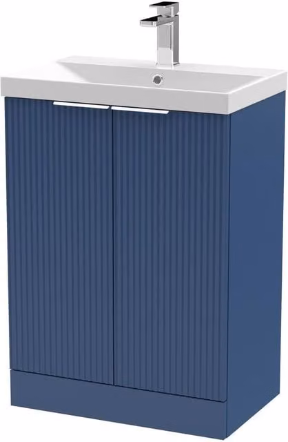 Balterley Tixall Fluted 2 Door Vanity Basin Unit, Satin Blue, W: 60 cm – 1