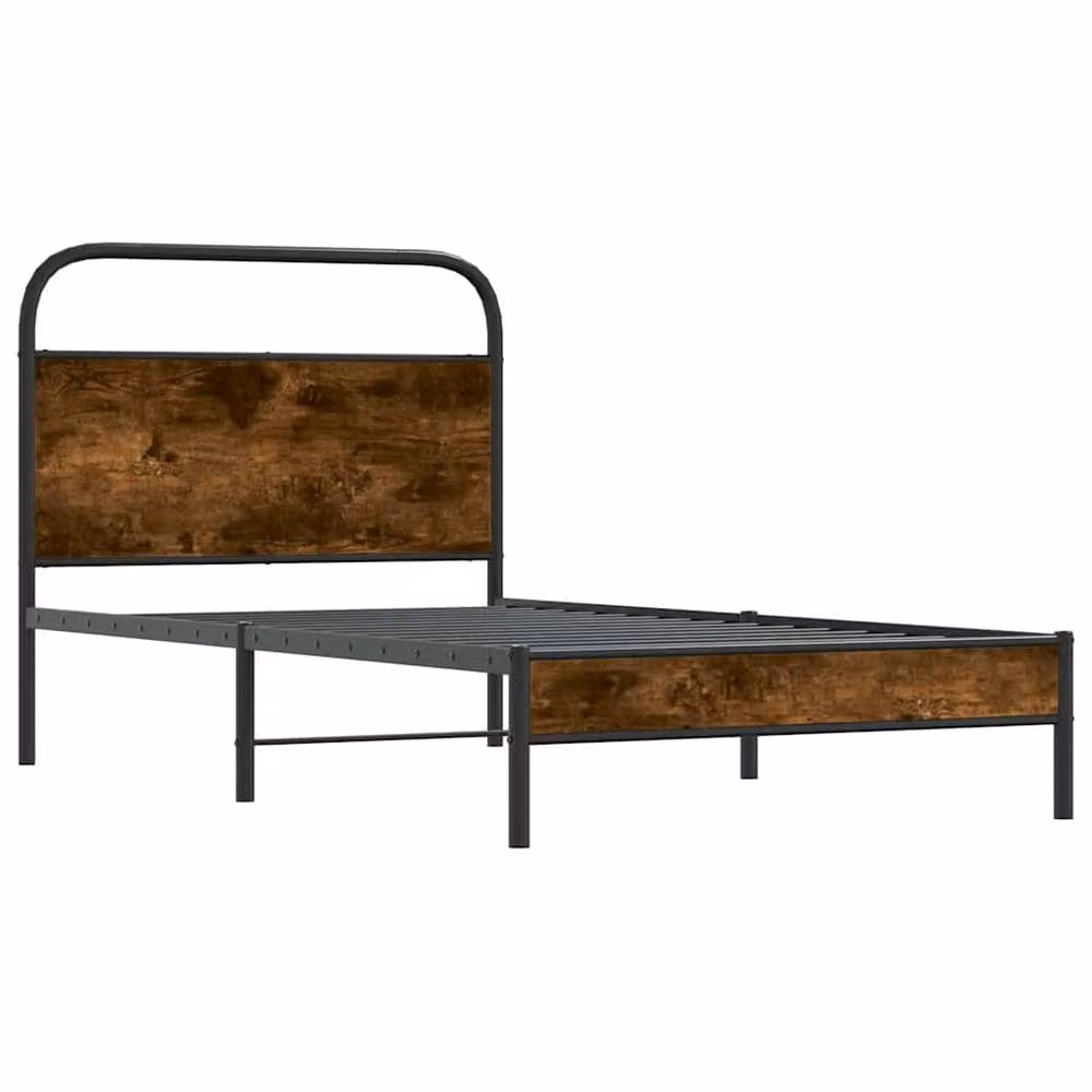 Berkfield Home Classic Bed Frame in Smoked Oak and Brown, W/D/H: 100 x 190 cm – 2