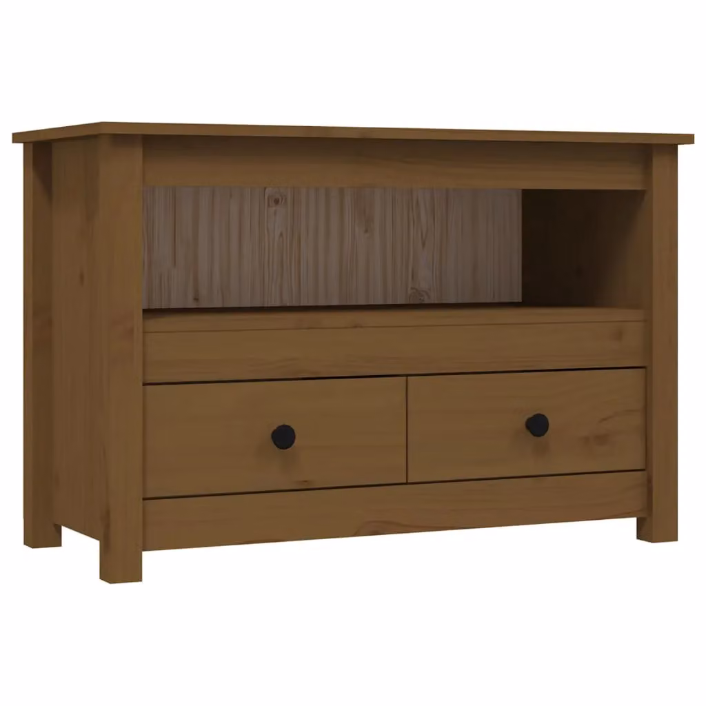 Berkfield Home Rustic Solid Wood Pine TV Cabinet in Brown, W/D/H: 79 x 35 x 52 cm – 2