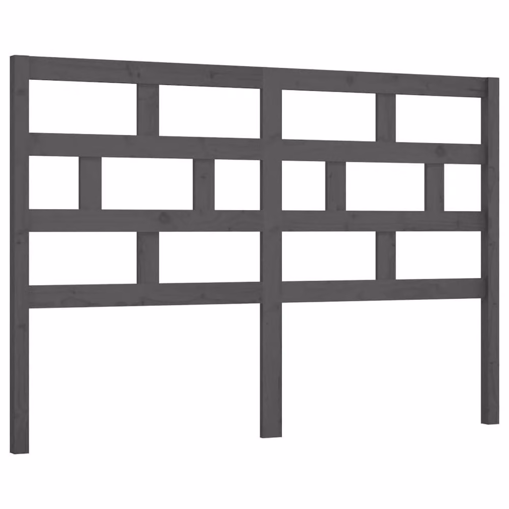 Berkfield Home Beautiful Grey Solid Pine Bed Headboard W: 126 cm, D: 4 cm, H: 100 cm – 2