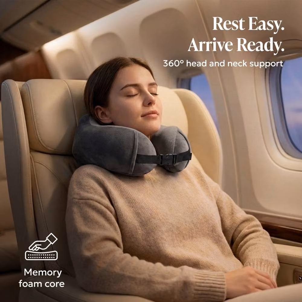Lugg Memory Foam Travel Pillow with Storage Bag in Grey – 2