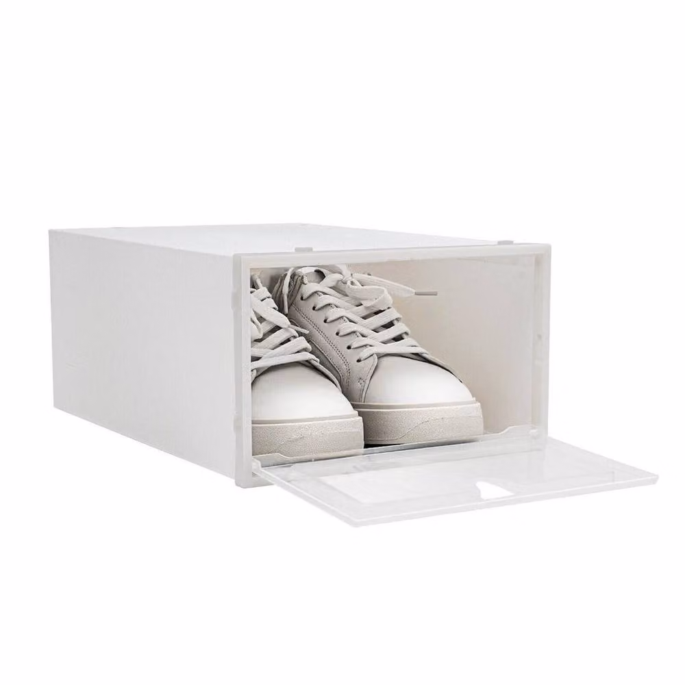 Kelvenix Stackable and Foldable Clear Plastic Shoe Storage Boxes, White – 3