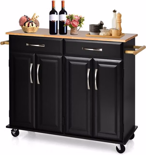 COSTWAY Modern Utility Storage Trolley Cart in Black