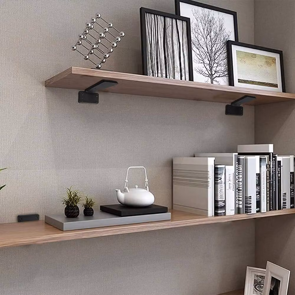 SPETLEK Pack of 6 Heavy Duty Steel Floating Shelf Brackets, Black, 15 cm – 6