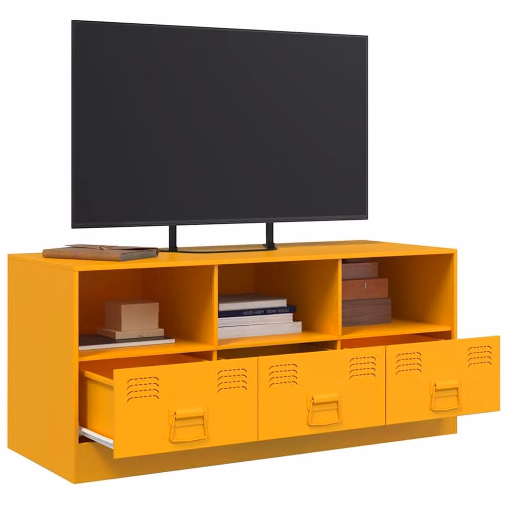 Berkfield Home TV Cabinet in Mustard Yellow, W/D/H: 99 x 39 x 44 cm – 3