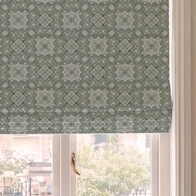 HOUSE Llewelyn-Bowen Festivo Made To Measure Blackout Roman Blind in Pistache Green Floral Print