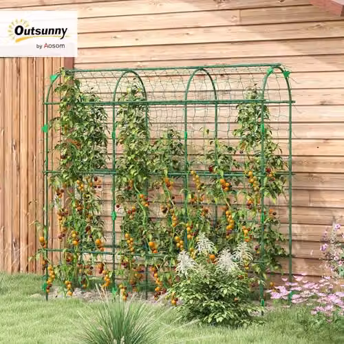 Outsunny Green Garden Trellis Support for Climbing Plants and Vegetables, H: 183 cm, W: 43 cm – 2