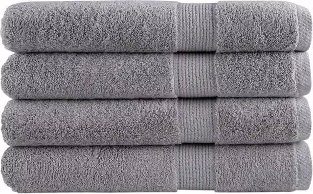 Berkfield Home SOLUND Premium Cotton Terry Sauna Towels, 4 Pack, Grey, W: 80 cm, L: 200 cm, 600gsm