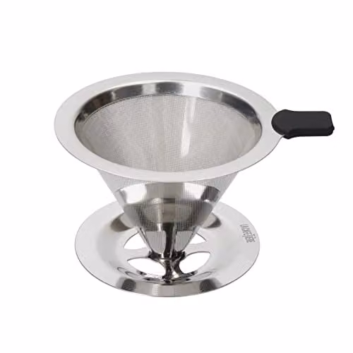 La Cafetiere Filterless Pour-Over Coffee Dripper with Fine Mesh Sieve in Silver