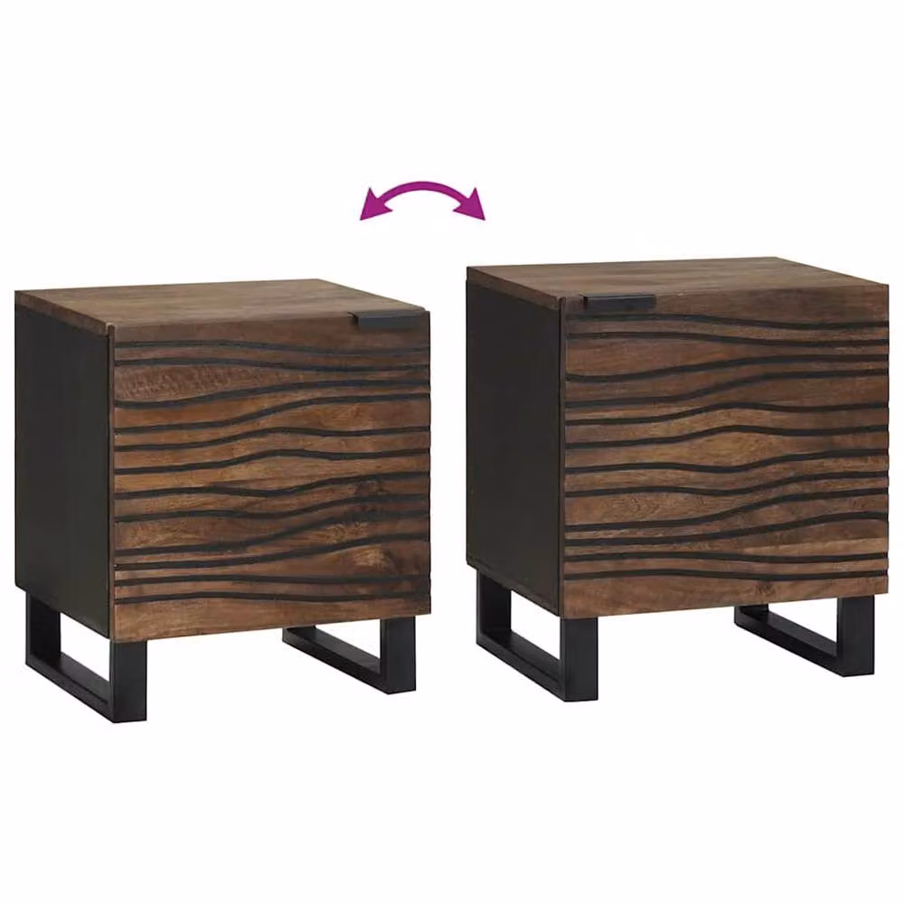 Berkfield Home Modern Bedside Cabinet in Brown Solid Mango Wood, W/D/H: 40 x 33.5 x 46 cm – 5