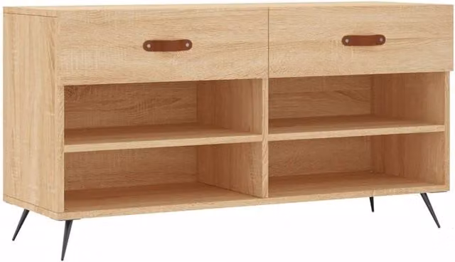 Berkfield Home Sonoma Oak Shoe Bench in Brown, W/D/H: 102 x 35 x 55 cm – 1