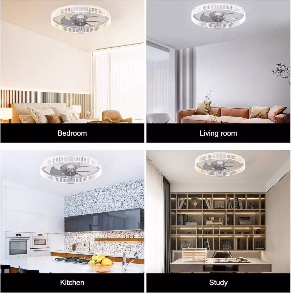 Garwarm Modern LED Dimmable Ceiling Fan with Remote Control in White – 4