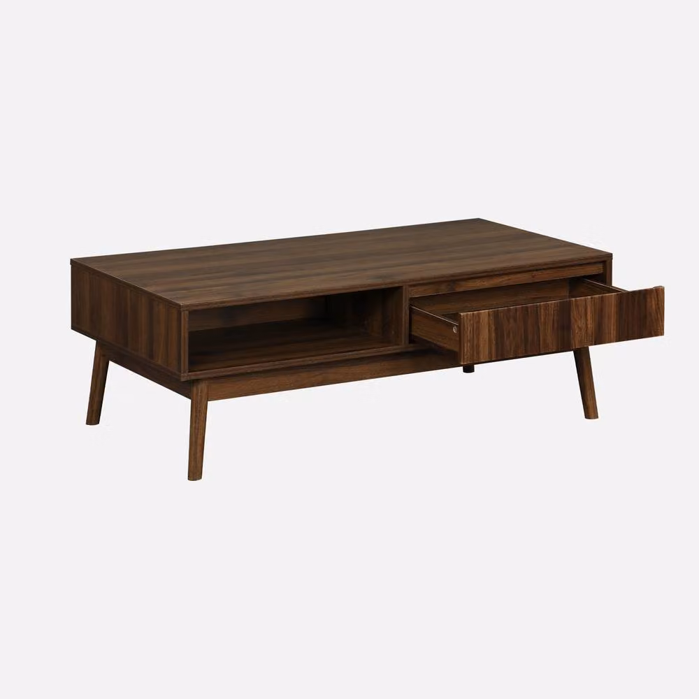 sweeek Grooved Wood Detail Coffee Table in Dark Brown – 3