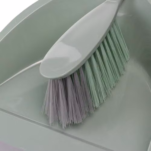 JVL Dustpan and Brush Set with Rubber Grip and Hanging Hook, Green – 2