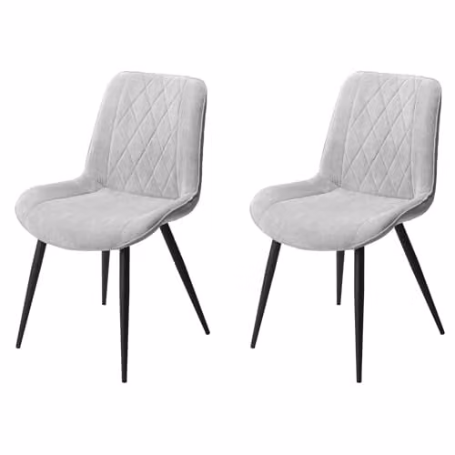 Core Products Aspen Set of 2 Grey Cord Fabric Diamond Stitch Dining Chairs – 1
