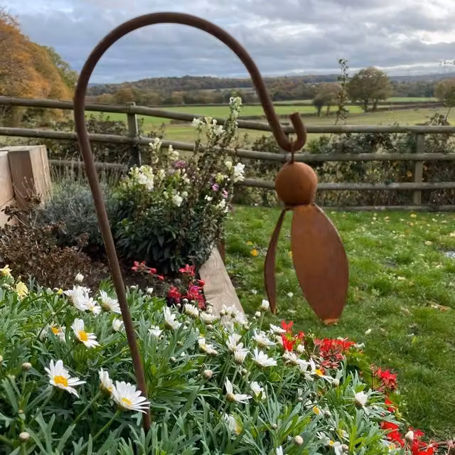 Poppyforge Hanging Snowdrop Garden Art, Pack of 3, Brown Steel, W6 x H100 cm