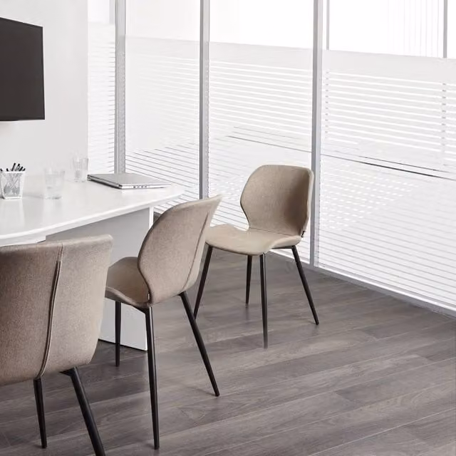 Wyld Haus Taupe Conference Chairs Set of 2 with Beige Woven Polyester Upholstery and Metal Frame