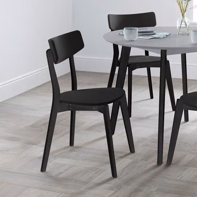 Julian Bowen Set of 2 Casa Modern Black Wood Dining Chairs