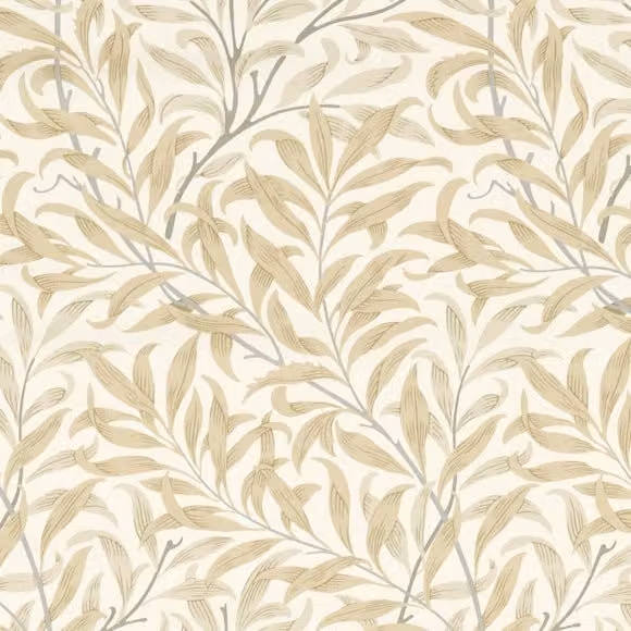 William Morris Willow Boughs Fabric Linen in Beige and Gold