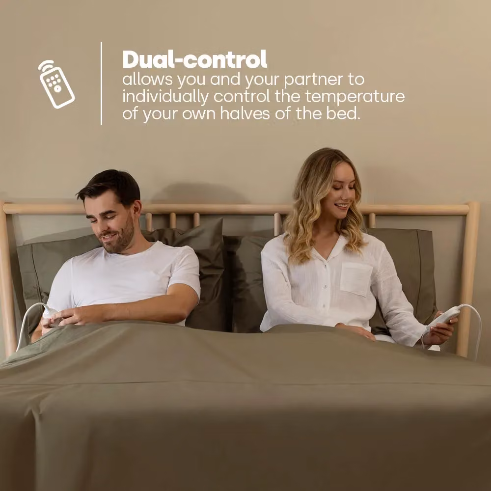 LIVIVO Dual-Control Electric Under-Blanket in White, W/D/H: 180 x 200 cm – 2