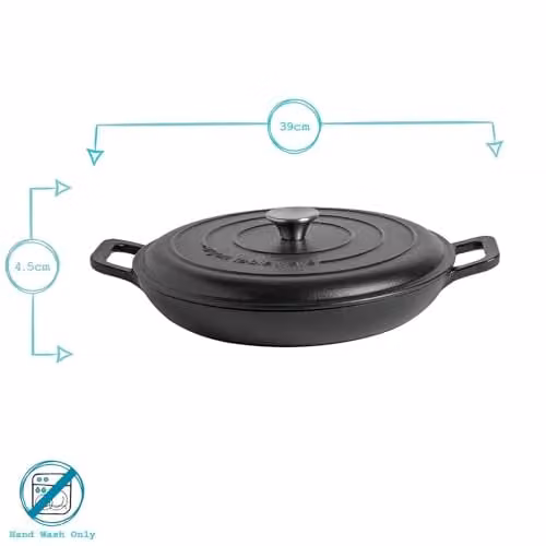 Argon Tableware Enamelled Cast Iron Shallow Casserole Dish with Self-Basting Lid, 2.3 l, Black – 3