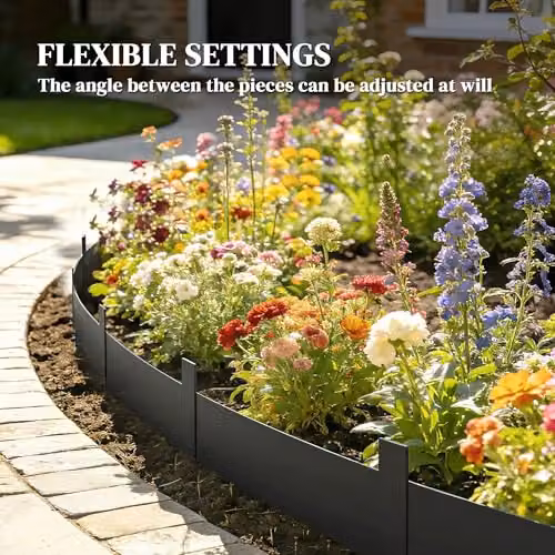 Outsunny 5-Piece Metal Picket Garden Fence Panels, Black, W: 102 cm, H: 15 cm – 4