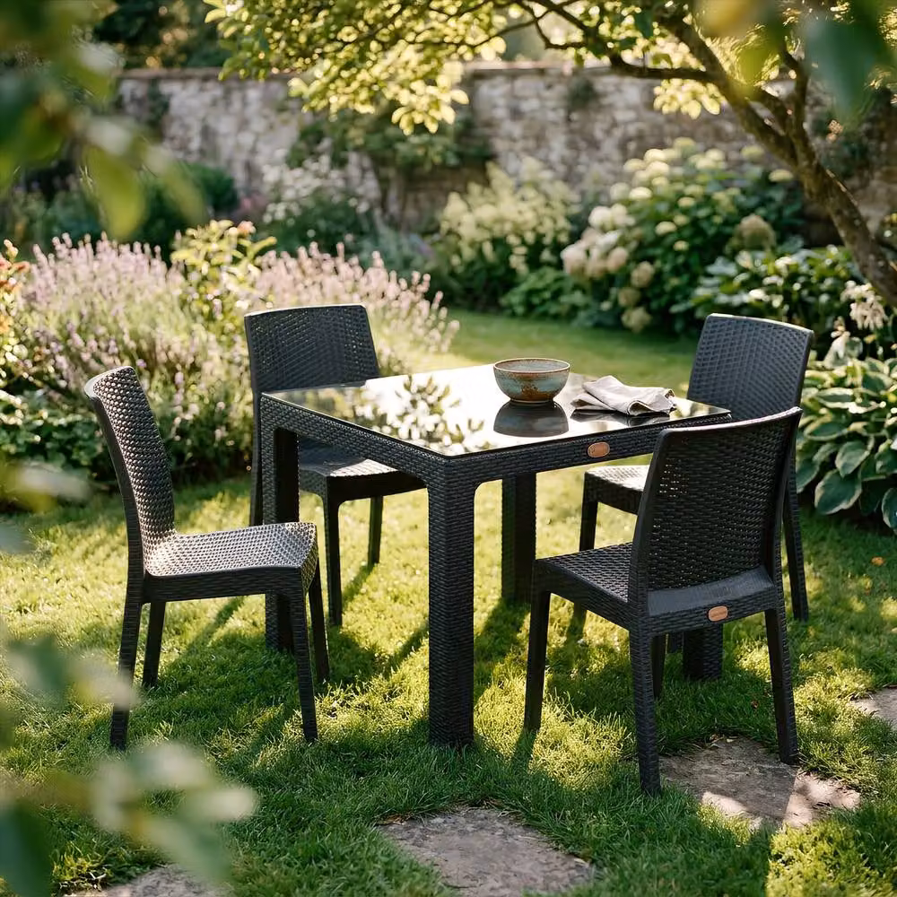 Harbour Housewares 5pc Noble Patio Dining Set in Black – 3