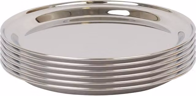 Argon Tableware Stainless Steel Serving Platters, Silver, Set of 6, Diameter: 30 cm – 4