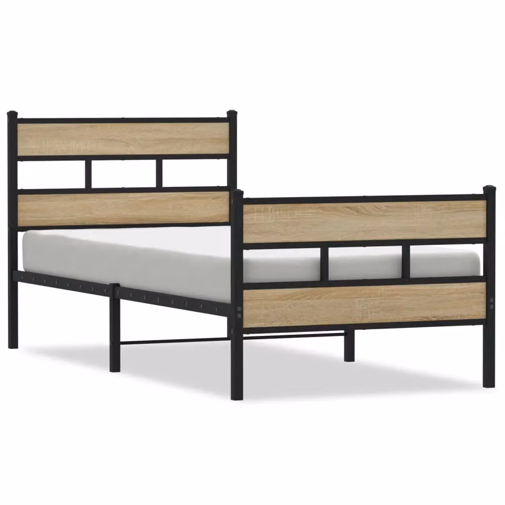 Berkfield Home Metal Bed Frame in Sonoma Oak Brown, Small Single, W: 75 cm, L: 190 cm – 2
