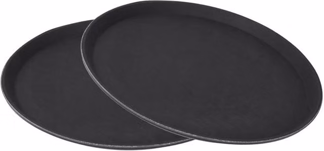 NESTLUNE Anti-Slip Round Rubber Serving Tray in Black, Diameter: 15 cm – 1