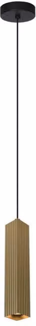 Netlighting Tecno Slim Gold/Brass Cylinder Pendant Ceiling Light with Height Adjustment