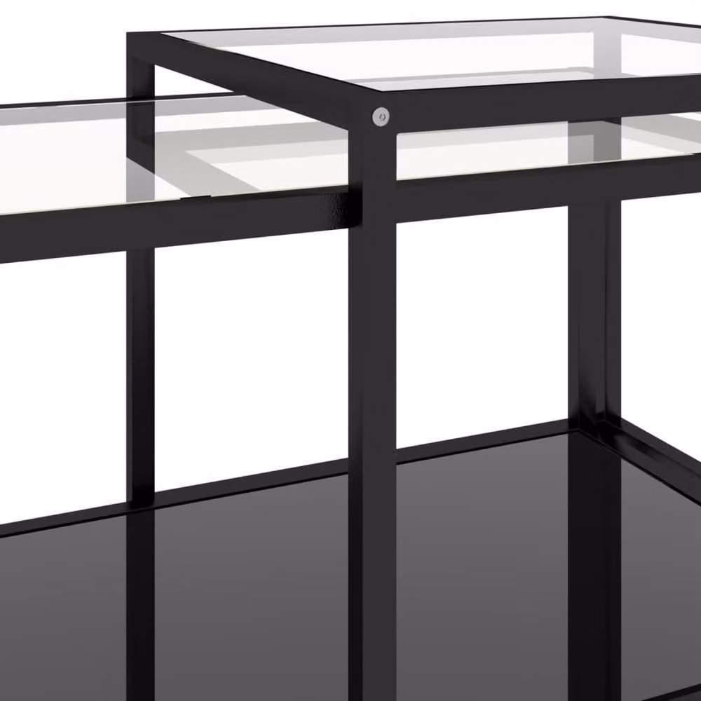 Berkfield Home Set of 2 Black Tempered Glass Nesting Tea Tables – 5