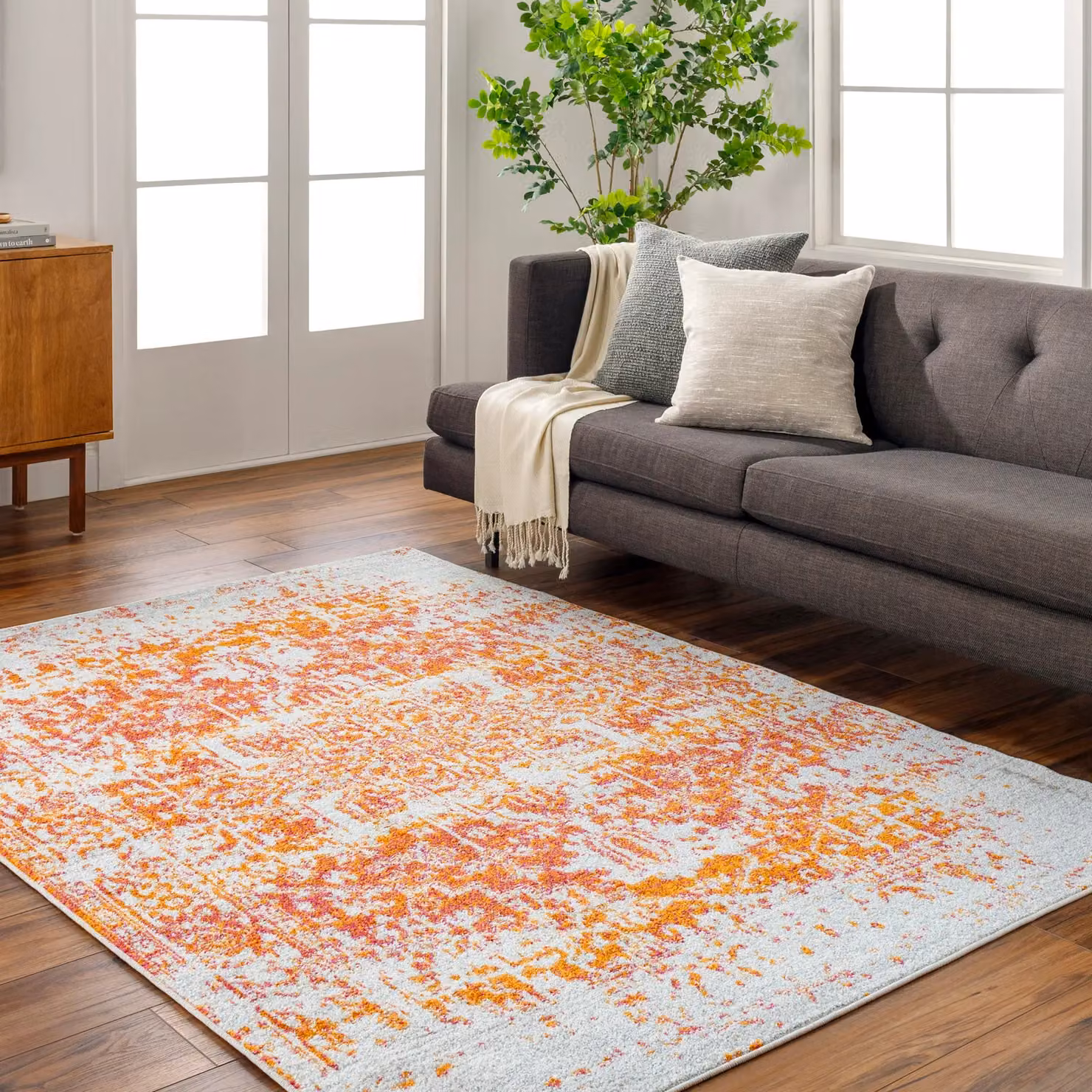 Livabliss Harput Vintage Boho Style Machine Woven Rug in Grey and Orange, W: 80 cm, L: 150 cm – 7