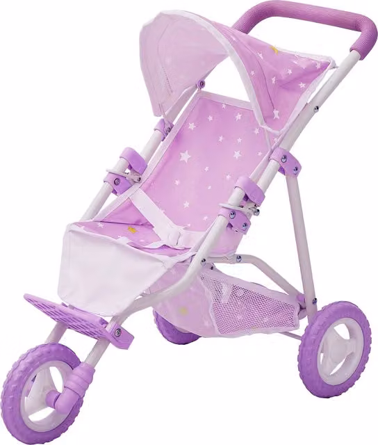 Olivia's Little World Doll Buggy in Purple, White and Gold with Star Pattern