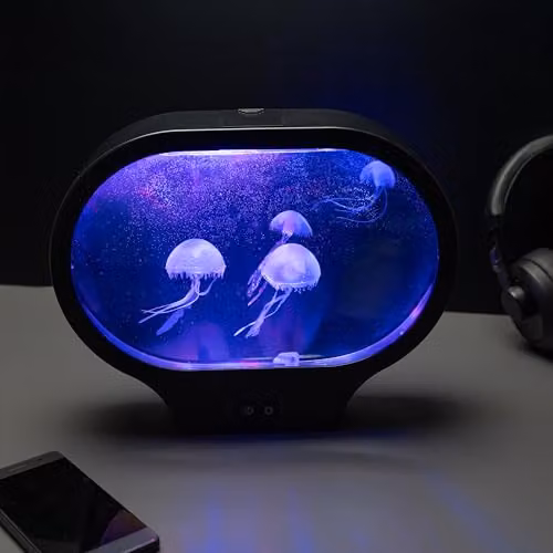 Menkind RED5 Oval Jellyfish LED Lamp with Colour Changing Lights in Black and Transparent – 2