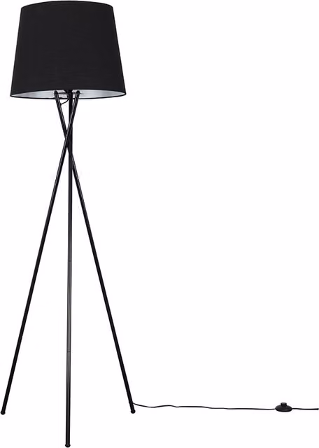 ValueLights Camden Tripod Floor Lamp with Fabric Cone Shade in Black
