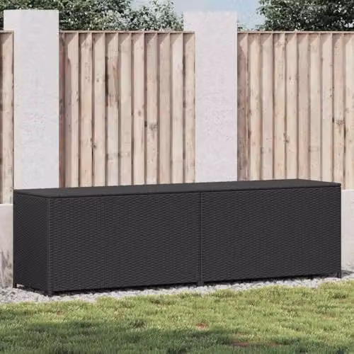 vidaXL Black Poly Rattan Garden Storage Box, W/D/H: 200 x 50 x 60 cm – 2
