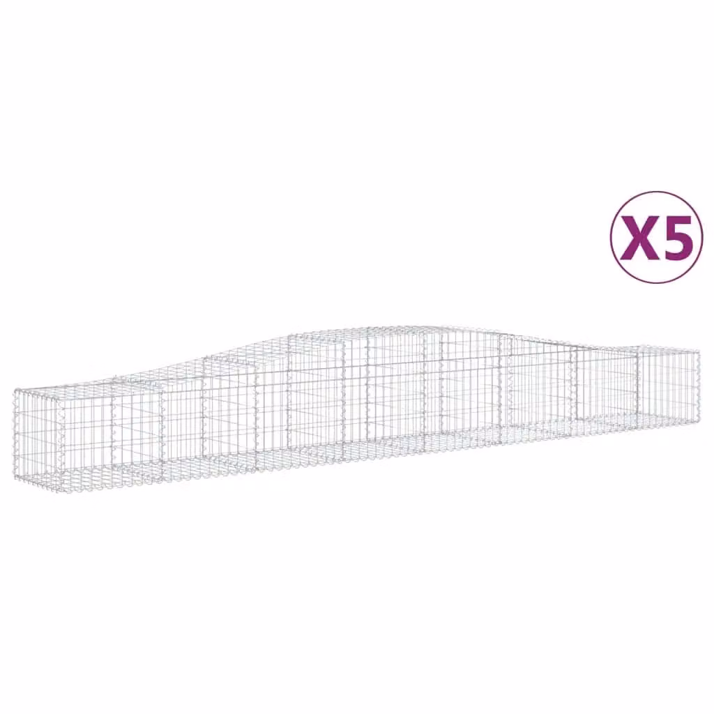 Berkfield Home Arched Gabion Baskets, 5 Piece Set, Silver Galvanised Steel, W: 400 cm, D: 40-60 cm, H: 50 cm – 2