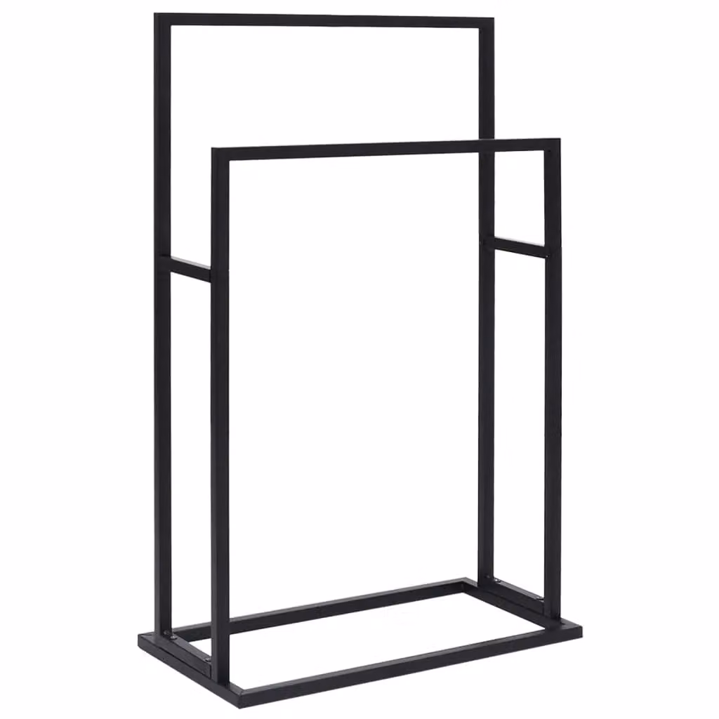Berkfield Home Freestanding Metal Towel Rack in Black, W/D/H: 48 x 24 x 78.5 cm – 2