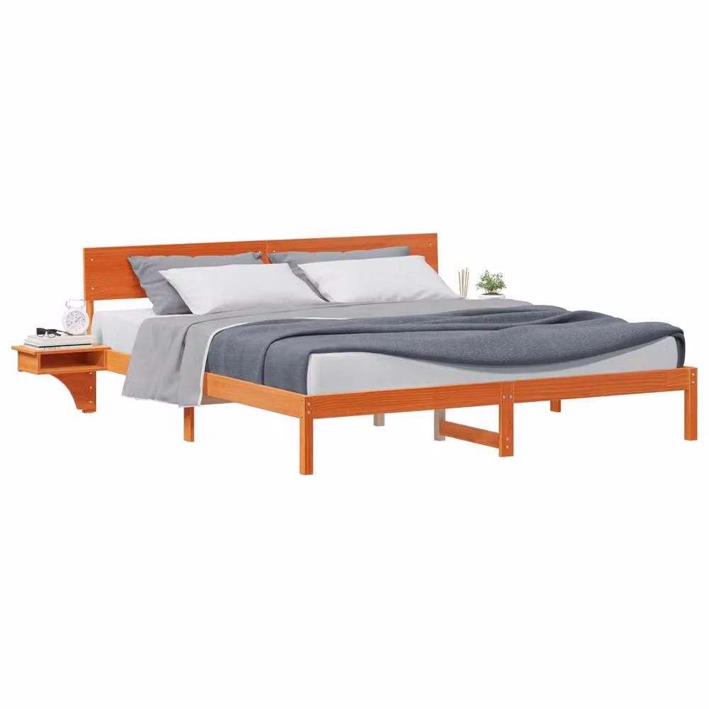 Berkfield Home Solid Pine Wood Bed Frame with Headboard in Wax Brown, 180 x 200 cm – 2
