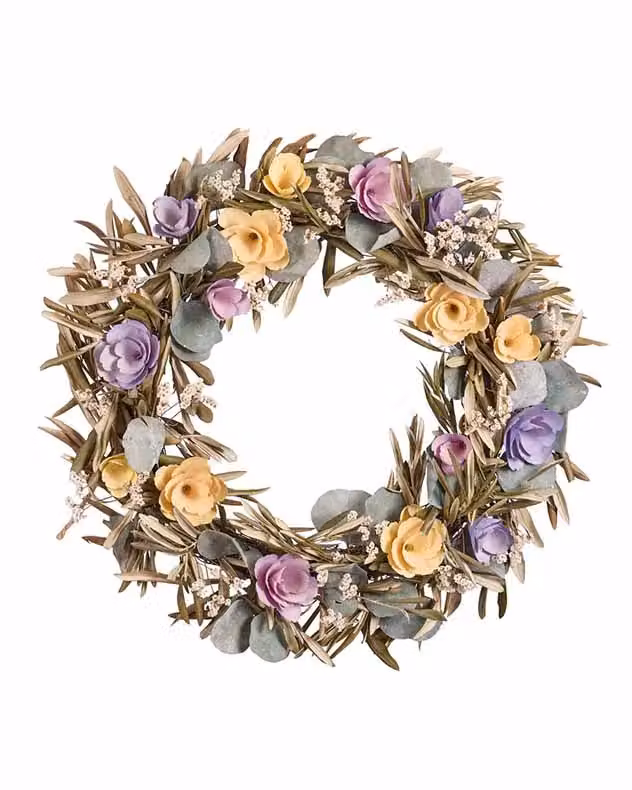 Dibor Traditional Floral Summer and Spring Hanging Door Wreath in Multicolour, Diameter: 46 cm – 2