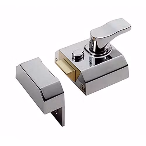 Loops Rim Cylinder Nightlatch 40mm in Polished Chrome Silver and Multicolour