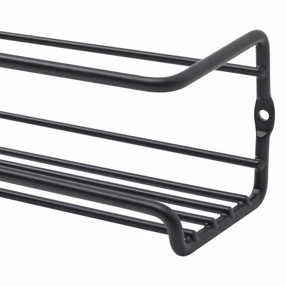 Garden Sanctuary Set of 4 Black Metal Wall Mounted Industrial Kitchen Spice Racks – 3
