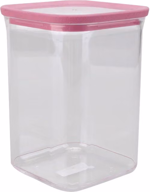 VFM e-Store Airtight and Leakproof Square Plastic Food Container, 1L, Pink, W/D/H: 10.2 x 10.2 x 15.2 cm