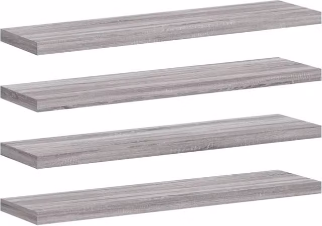 Berkfield Home Wall Mounted Shelves, 4 Piece Set, Grey Sonoma, W: 40 cm, D: 10 cm, H: 1.5 cm